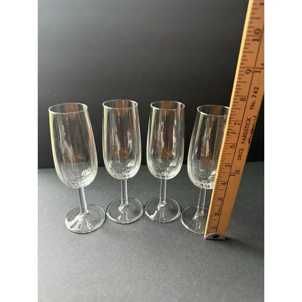 Royal Leerdam Champagne Flute Clear Glass Set (4) Stem Flute Cocktail Barware